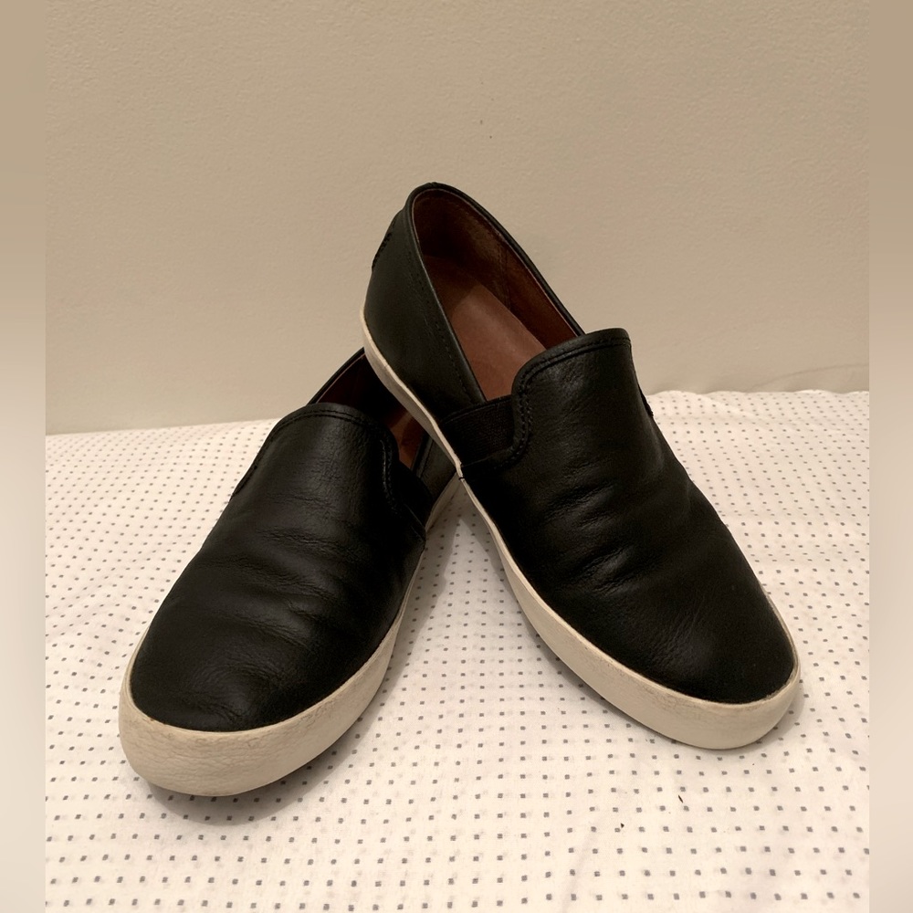 Frye black leather slip-on shoes, ladies size 7.0